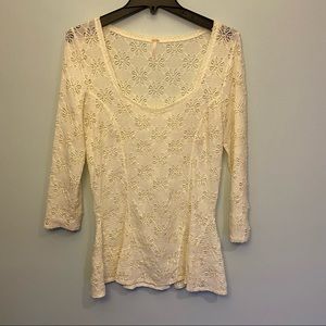 Free People 3/4 length sleeve top